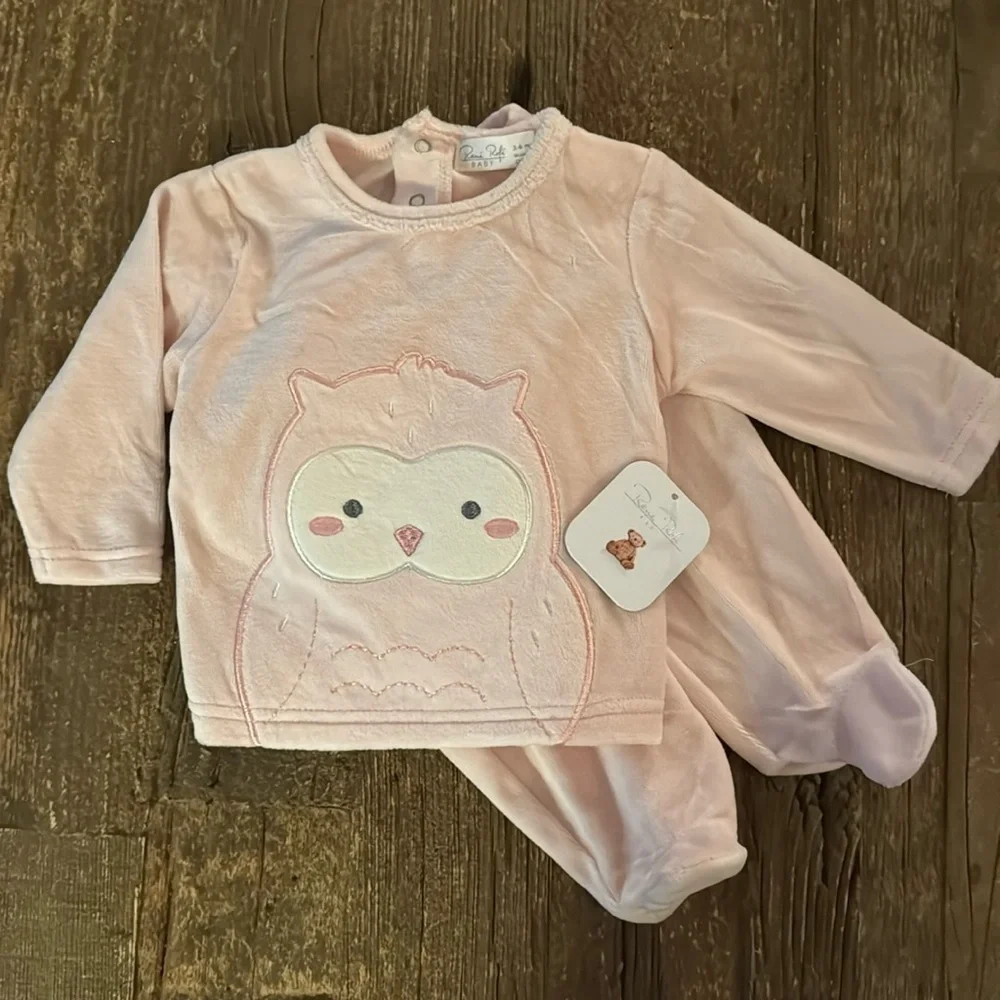 Rene Rofe Baby Owl Velour Outfit NWT
